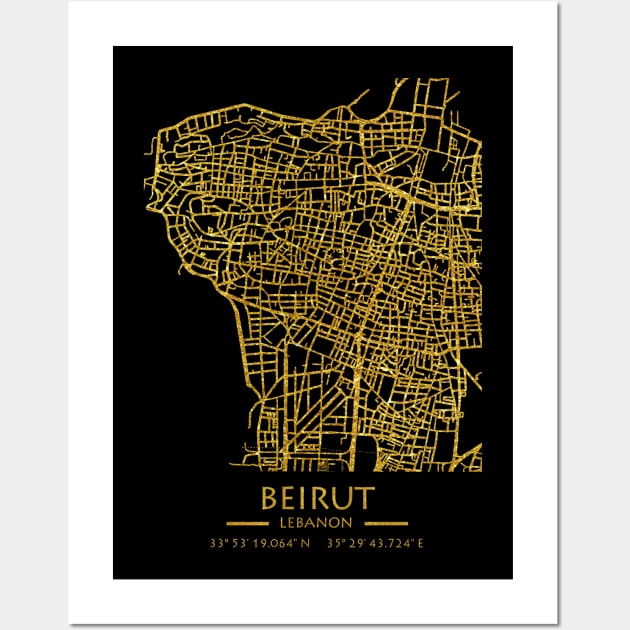 Beirut Lebanon City Map Wall Art by City Map